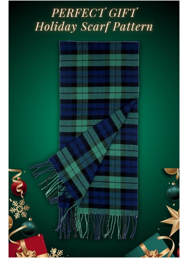Achillea - Soft & Warm Tartan Plaid Checked Cashmere Feel Winter Scarf Unisex (Black Watch Tartan) - Image 1