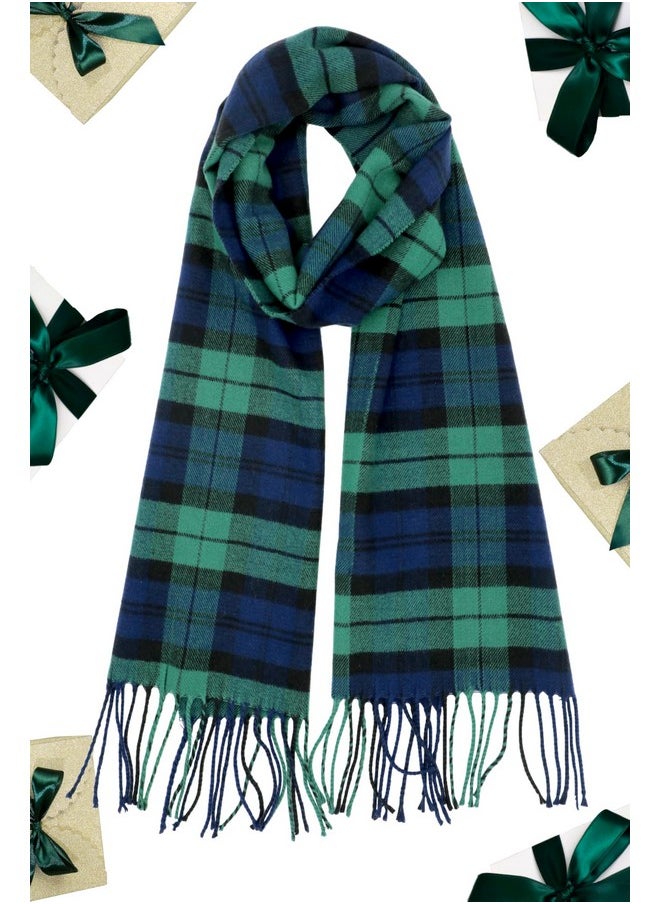 Achillea - Soft & Warm Tartan Plaid Checked Cashmere Feel Winter Scarf Unisex (Black Watch Tartan) - Image 1