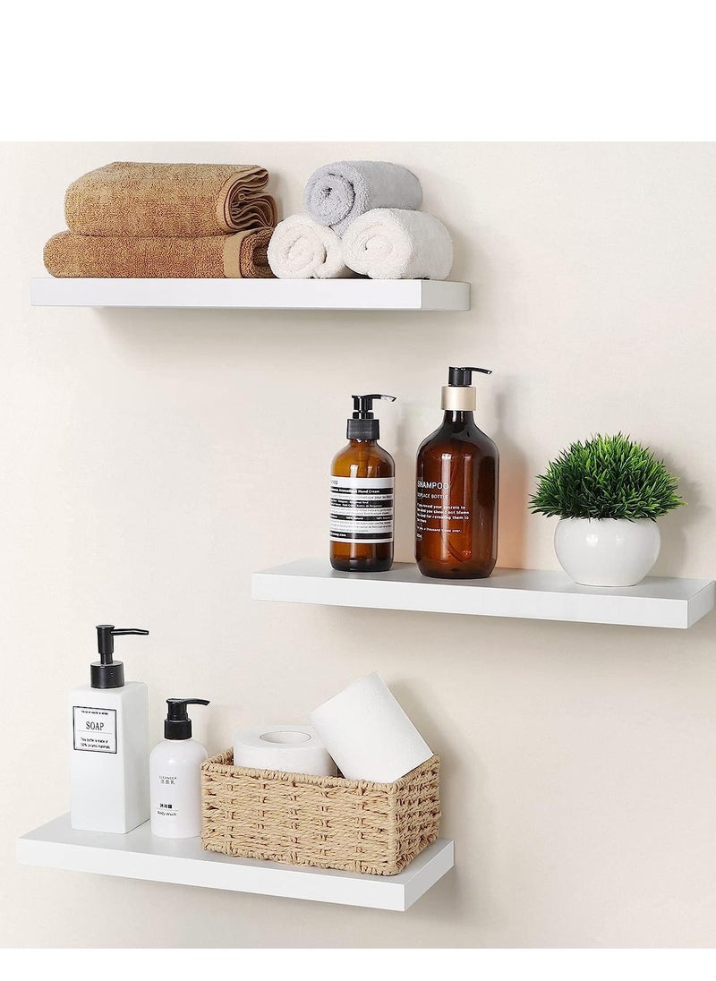Roman Gifts - 3 Pcs Set of Floating Shelves for Wall Decor Wall Shelves for Bedroom Storage Large Deep Wall Mounted Shelves for Bathroom Towels Laundry Living Room Kitchen Closet - Image 1