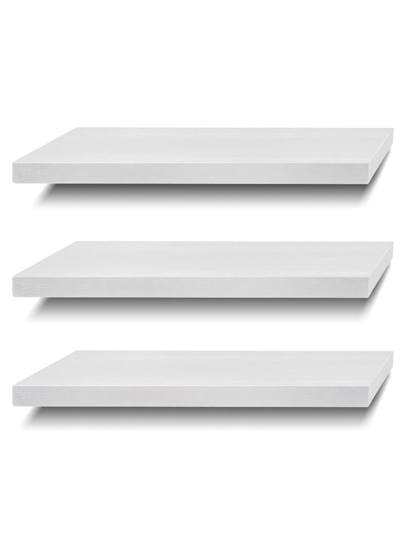 Roman Gifts - 3 Pcs Set of Floating Shelves for Wall Decor Wall Shelves for Bedroom Storage Large Deep Wall Mounted Shelves for Bathroom Towels Laundry Living Room Kitchen Closet - Image 1