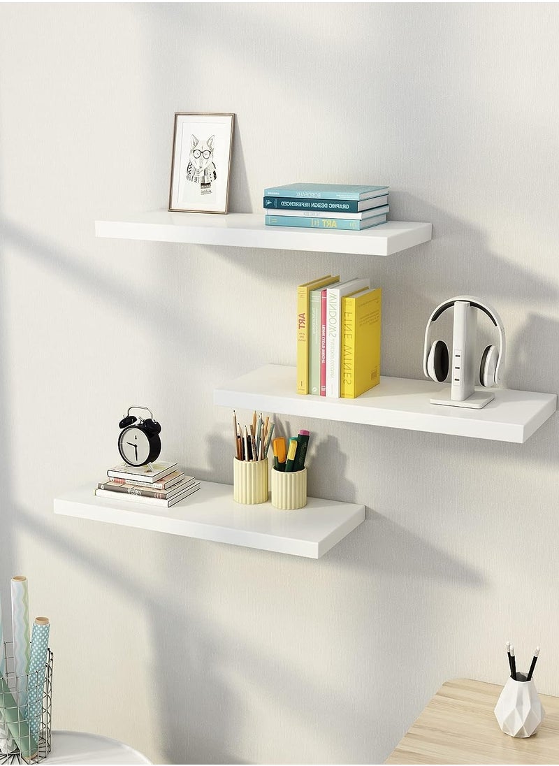 Roman Gifts - 3 Pcs Set of Floating Shelves for Wall Decor Wall Shelves for Bedroom Storage Large Deep Wall Mounted Shelves for Bathroom Towels Laundry Living Room Kitchen Closet - Image 1