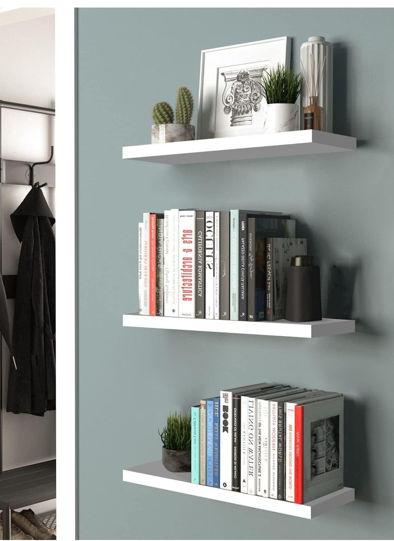 Roman Gifts - 3 Pcs Set of Floating Shelves for Wall Decor Wall Shelves for Bedroom Storage Large Deep Wall Mounted Shelves for Bathroom Towels Laundry Living Room Kitchen Closet - Image 1