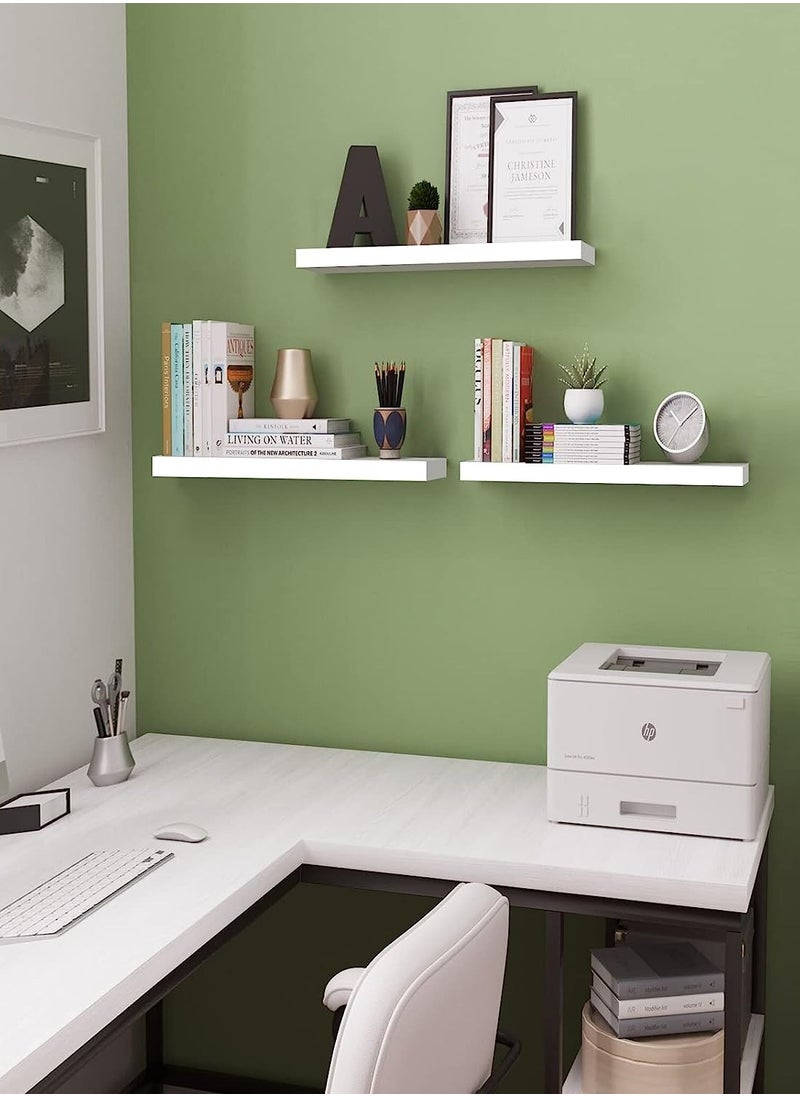 Roman Gifts - 3 Pcs Set of Floating Shelves for Wall Decor Wall Shelves for Bedroom Storage Large Deep Wall Mounted Shelves for Bathroom Towels Laundry Living Room Kitchen Closet - Image 1