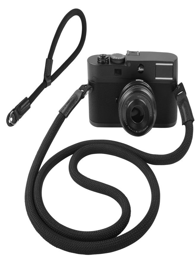 Arvok Camera Strap, 110cm Camera Strap with 40cm Wrist Straps, Climbing Camera Strap for Nikon Canon Sony Fuji Micro Single and DSLR (Black Round Rope) - Image 1