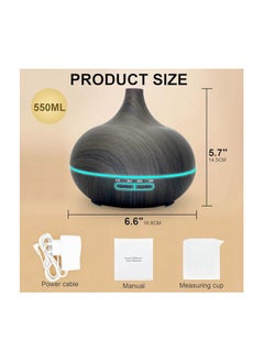 Generic SKY-TOUCH Essential Oil Diffuser, 550ml Oil Diffuser with 4 Timer, Aromatherapy Diffuser with Auto Shut-off Function, Cool Mist Humidifier BPA-Free for Bedroom Home (Dark Brown)  - Image 1