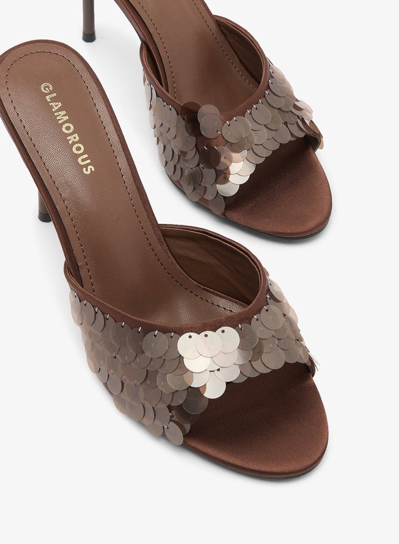 GLAMOROUS Heeled Sequins Sandals - Image 4
