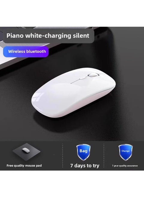 Notebook Wireless Mouse Universal Bluetooth Gaming Computer For Dell Lenovo For Huawei Rechargeable 2025 Other-Specification:Piano White-wireless Bluetooth Version [silent + Super Long Battery Life Charging Model] Free High-quality Mouse Pad