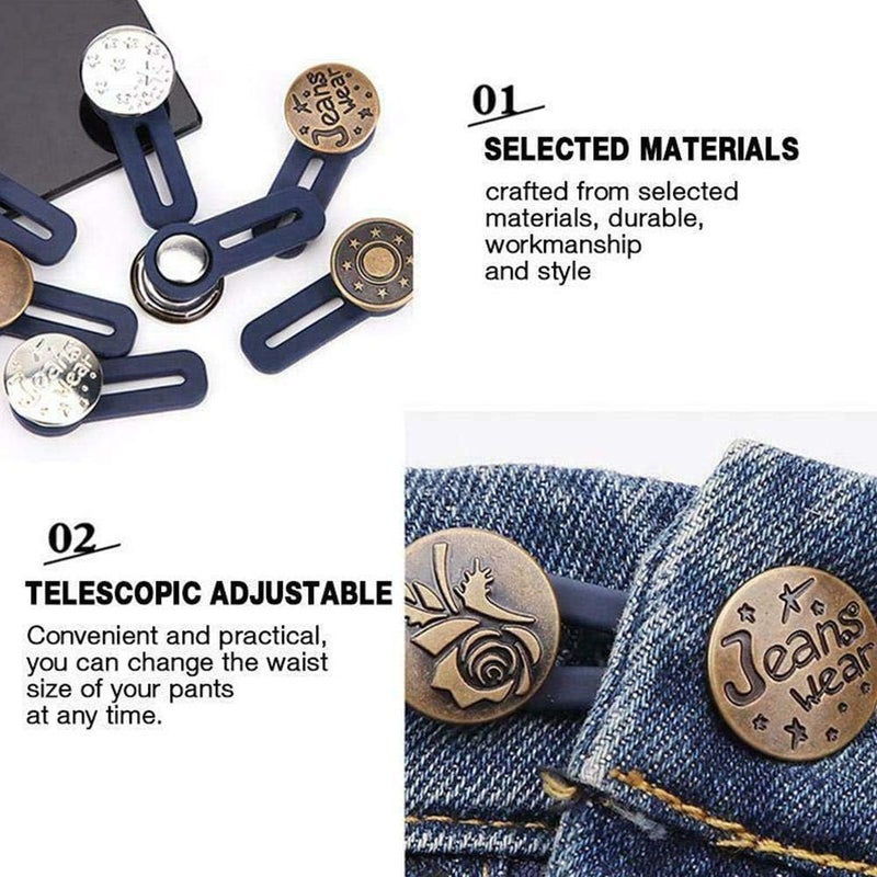 woobles Metal Button Extender for Pants Jeans Free Sewing Adjustable Retractable Button Waistband Extenders Expander Waist Y3Z9 10# - Image 4