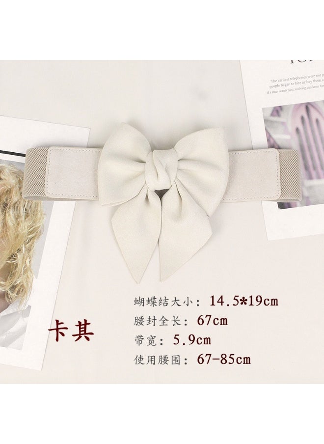 xozgdovg Velvet Elastic Waistband Dress Belt with Bow Blue  - Image 3