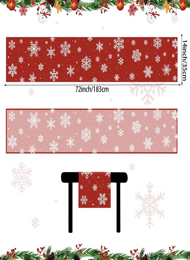 Lemicin Classic Red Table Runner - Snowflake Winter Holiday Decoration for Indoor/Outdoor Living Room & Kitchen (14x72 Inch) - Image 2