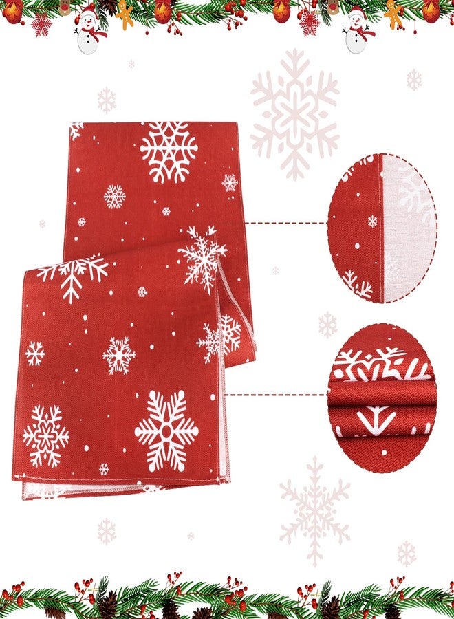 Lemicin Classic Red Table Runner - Snowflake Winter Holiday Decoration for Indoor/Outdoor Living Room & Kitchen (14x72 Inch) - Image 3