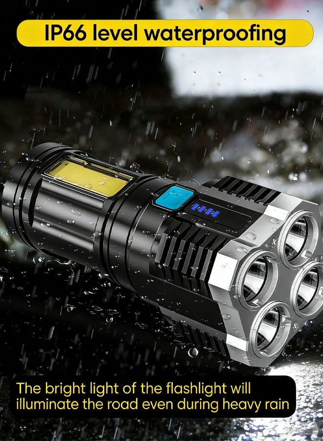 جاك سيركل مصباح يدوي محمول قابل لإعادة الشحن، مصابيح LED، تدفقات لومينو عالية، مصباح يدوي محمول للتخييم وركوب الدراجات والمشي لمسافات طويلة في الهواء الطلق والمنزل في حالات الطوارئ، رباعي النواة مشرق - Image 5