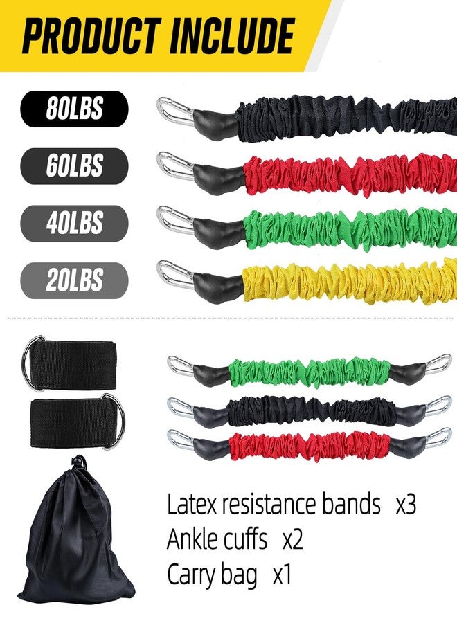 VOPOCO Vertical Jump Trainer Leg Strength Ankle Resistance Bands with Cuffs Workout Equipment for Fitness Basketball Volleyball Tennis Jumping Strength Training Equipment (Red+Green+Black) - Image 5