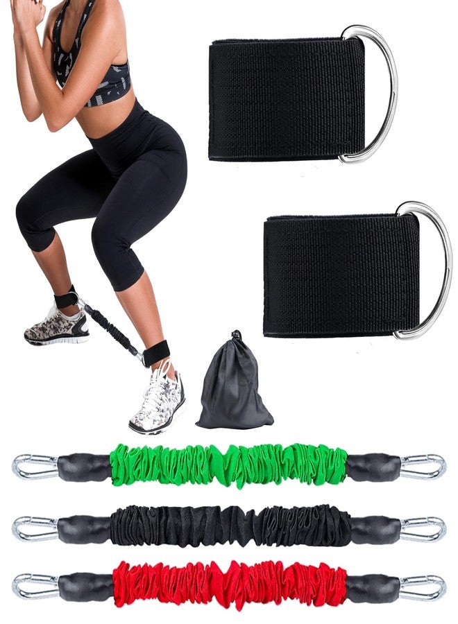 VOPOCO Vertical Jump Trainer Leg Strength Ankle Resistance Bands with Cuffs Workout Equipment for Fitness Basketball Volleyball Tennis Jumping Strength Training Equipment (Red+Green+Black) - Image 1