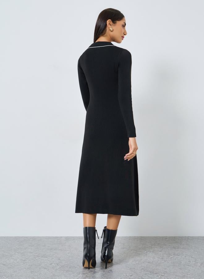 ستايلي فستان ميدي سويتر بأكمام طويلة - Image 5