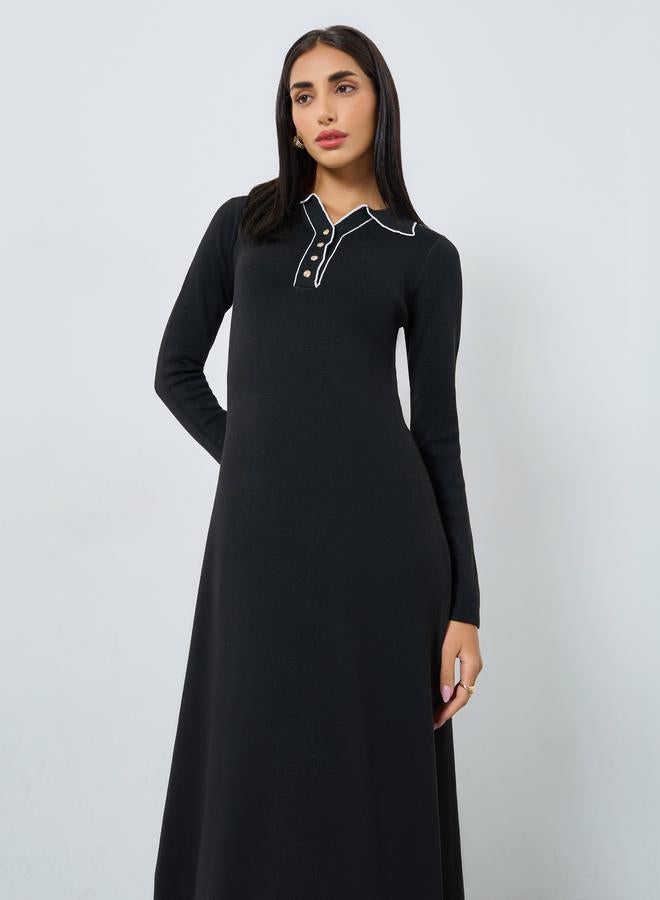 ستايلي فستان ميدي سويتر بأكمام طويلة - Image 3