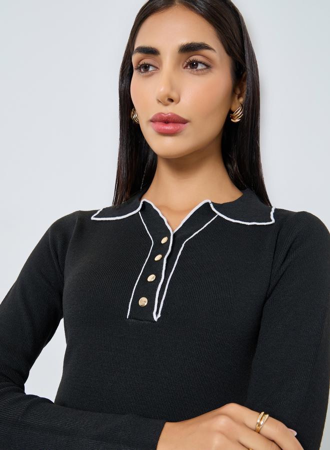 ستايلي فستان ميدي سويتر بأكمام طويلة - Image 4