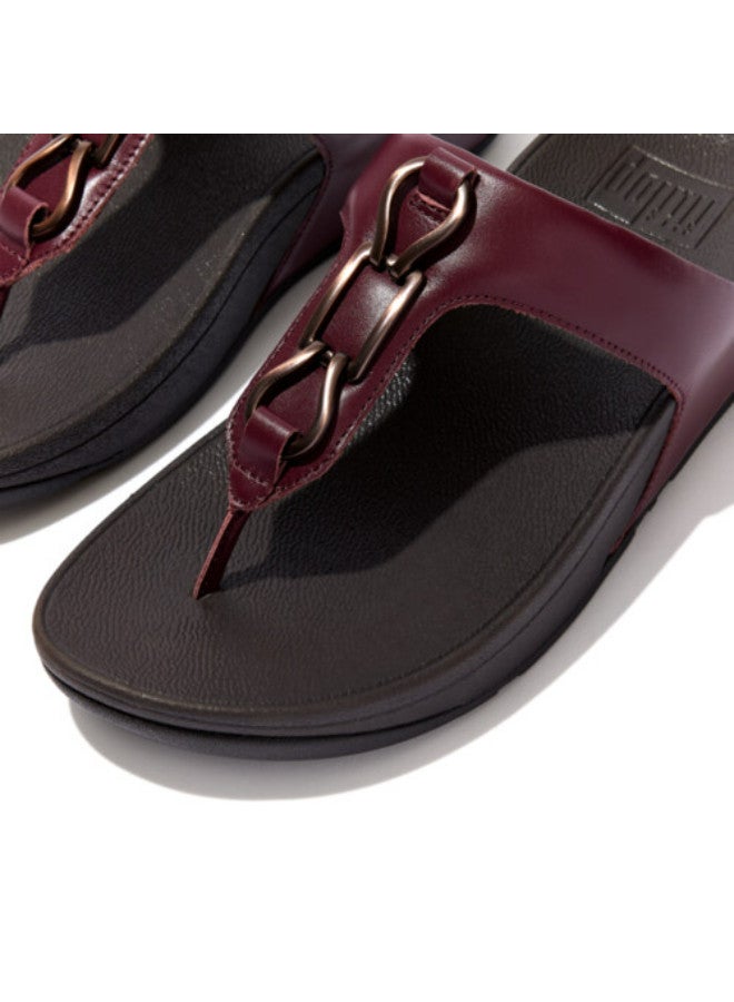 FitFlop 049-715 Fitflop Ladies Sandals Hallye Chain Toe Post FD3-A01 Plummy  - Image 3
