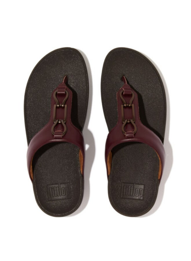 FitFlop 049-715 Fitflop Ladies Sandals Hallye Chain Toe Post FD3-A01 Plummy  - Image 2