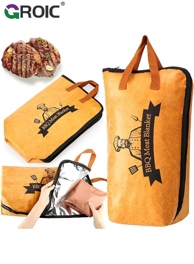 GROIC 21-Inch BBQ Blanket for Resting Meat,5-Layer Thickened Insulation BBQ Brisket Blanket with Handle & Wide-Mouth Zipper Design for Large Brisket, Beef,Smoker Bag for Moisture Retention - Image 1