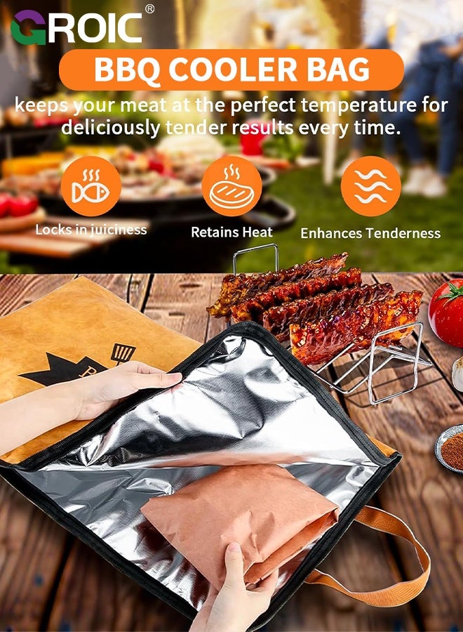 GROIC 21-Inch BBQ Blanket for Resting Meat,5-Layer Thickened Insulation BBQ Brisket Blanket with Handle & Wide-Mouth Zipper Design for Large Brisket, Beef,Smoker Bag for Moisture Retention - Image 4