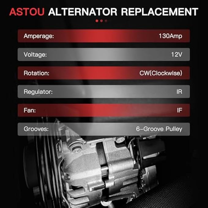 ASTOU V6 3.5L 130Amp New Alternator fit for Honda Odyssey 2005 2006 2007, Pilot 2005 2006 2007 2008, for Acura TL 2007 2008 Replace# AND0339 31100-RGL-A01 11099 - Image 2
