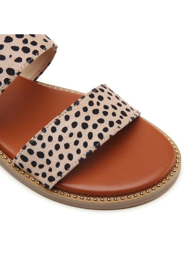 Tilocow Women's Flat Sandals with Rivets Inlaid Slip on Sandals Two Strap Casual Summer Shoes - Image 5