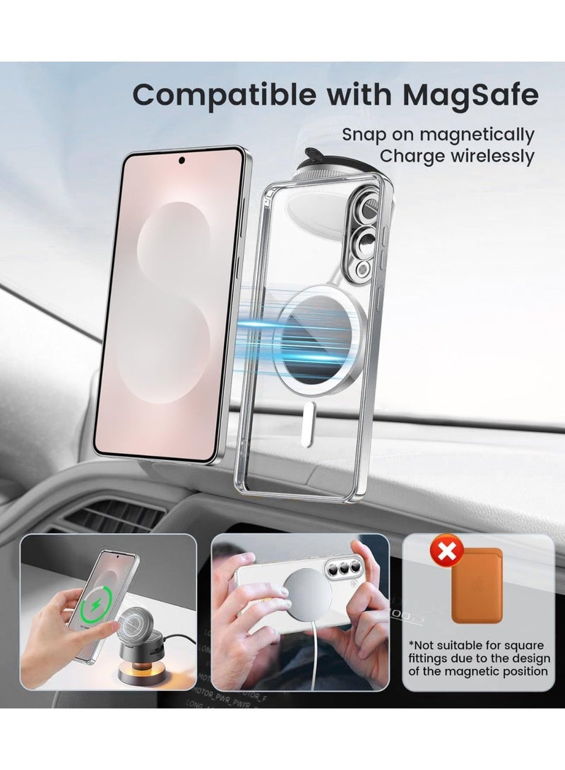 Magnetic Clear Case for Samsung Galaxy A17 with Camera Lens Protector Magsafe Compatible Electroplated Soft TPU Shockproof Phone Case for Samsung Galaxy A17 - Image 2