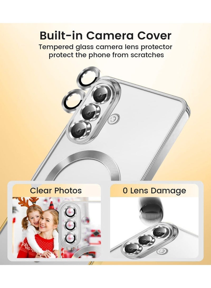 Magnetic Clear Case for Samsung Galaxy A17 with Camera Lens Protector Magsafe Compatible Electroplated Soft TPU Shockproof Phone Case for Samsung Galaxy A17 - Image 4