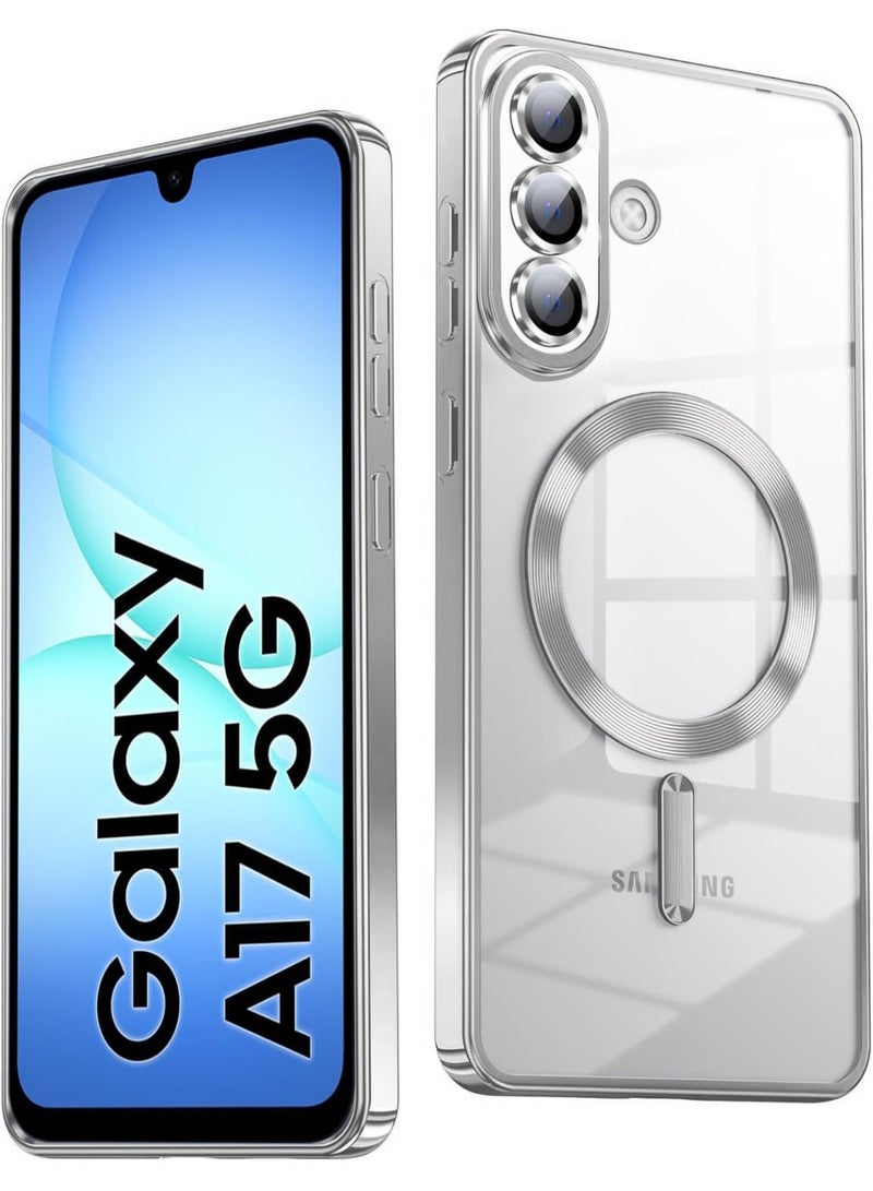 Magnetic Clear Case for Samsung Galaxy A17 with Camera Lens Protector Magsafe Compatible Electroplated Soft TPU Shockproof Phone Case for Samsung Galaxy A17 - Image 1