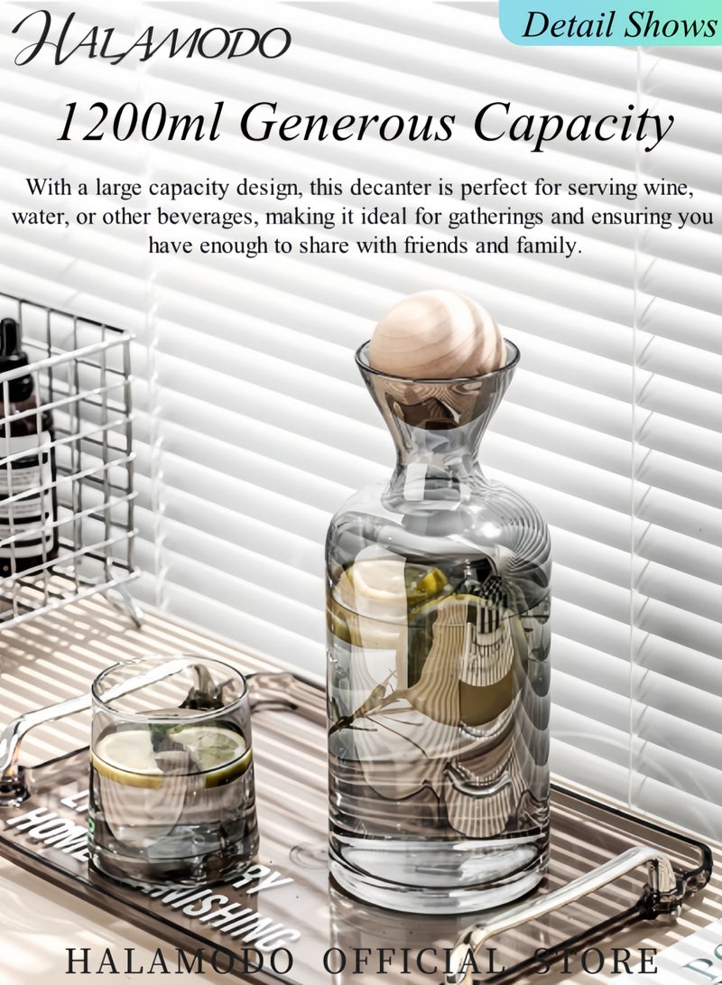 Halamodo 5PCS Decanter &Glasses Set Crystal Decanter Set Glass Carafe Set Vintage Glassware Water Pitcher Electroplating Process Glass Water Bottle for Home Office - Image 2
