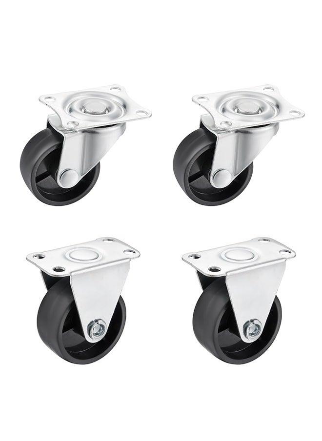 BMB tools PP Caster Wheels -2 Piece Rigid and 2 Piece Swivel 50mm- Plate Ball Bearing Design for Non-Marking Smooth Rolling for Furniture Office Chairs Trolleys Workbenches Equipment and Utility Carts  - Image 1