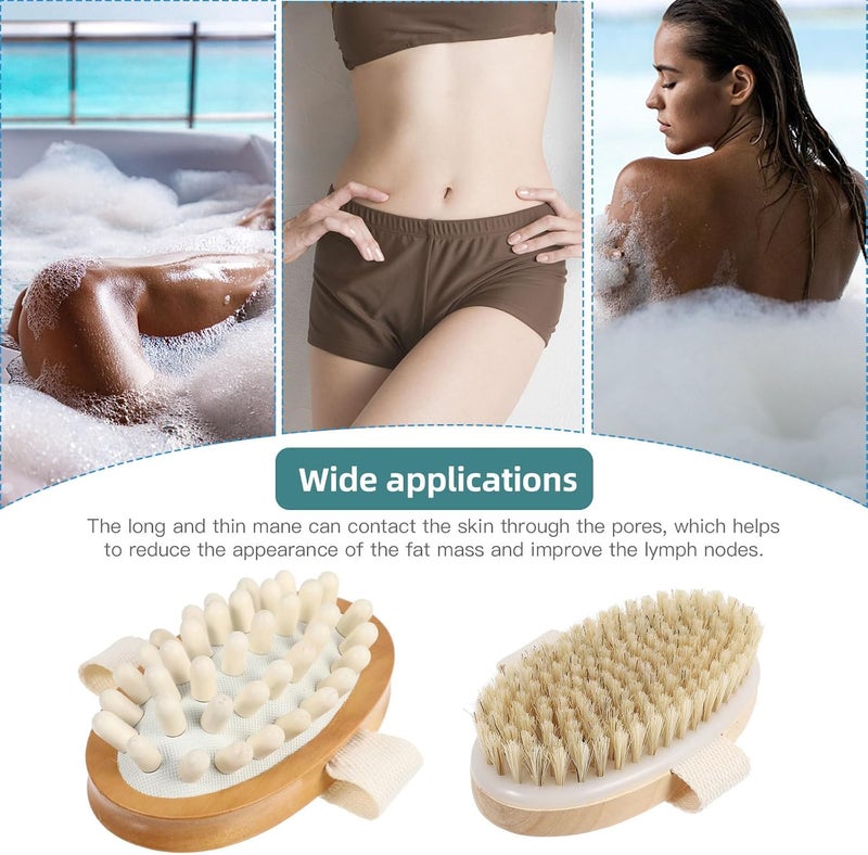 IMIKEYA 2pcs Wood Handle Body Massage Brush and Dry Skin Exfoliator Bath Brush for Full Body Care and Skin Renewal - Image 3