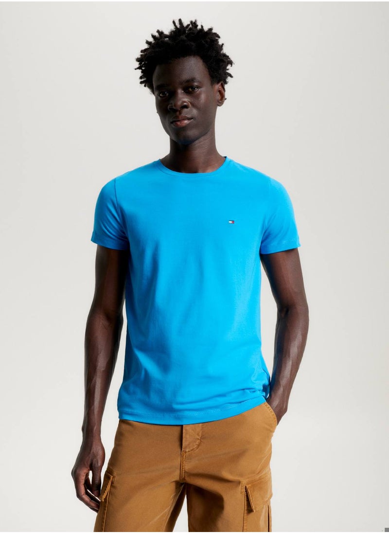 TOMMY HILFIGER Men's Crew Neck Extra Slim T-Shirts - Cotton, Blue  - Image 1