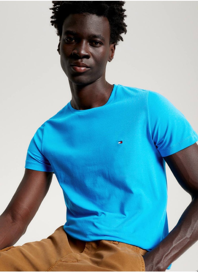 TOMMY HILFIGER Men's Crew Neck Extra Slim T-Shirts - Cotton, Blue  - Image 4