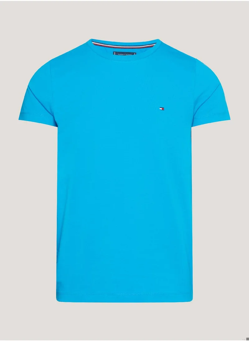 TOMMY HILFIGER Men's Crew Neck Extra Slim T-Shirts - Cotton, Blue