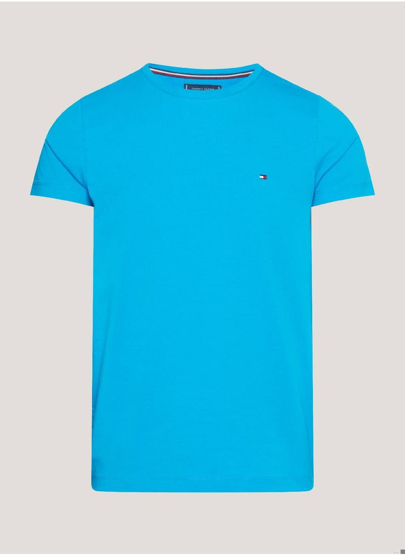 TOMMY HILFIGER Men's Crew Neck Extra Slim T-Shirts - Cotton, Blue  - Image 2