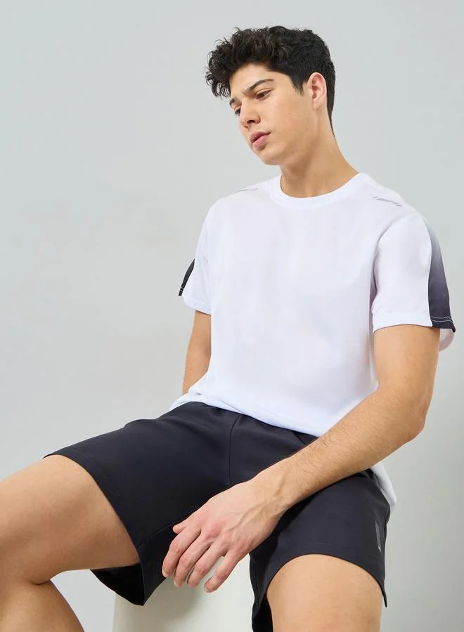 Styli Men White Short Sleeve T-Shirt and Shorts Set