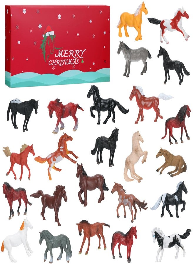 Jenaai 24 Pcs Horse Advent Calendar 2025 Christmas Countdown Calendar Holiday Collection 24 Days with Realistic Horse Figurines Farm Animal Xmas Gift and Surprise for Horses Lover - Image 1