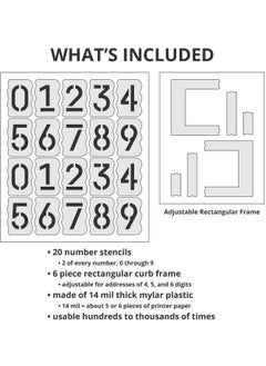 Y&D Curb Stencil Kit for Address Painting, Reusable Plastic Numbers Stencils - 14 Mil Mylar Painting in Wall Wood Road Mailbox [4" Tall Numbers, 2 of Each]  - Image 2
