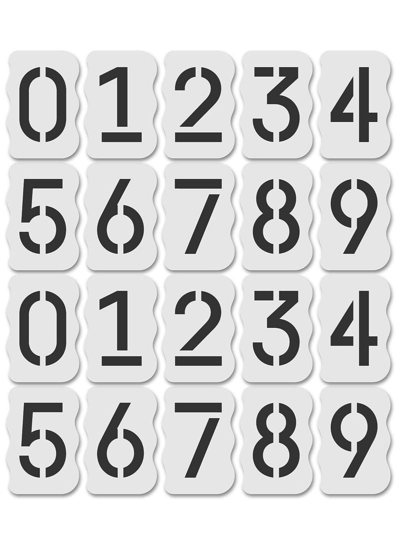 Y&D - Curb Stencil Kit for Address Painting, Reusable Plastic Numbers Stencils - 14 Mil Mylar Painting in Wall Wood Road Mailbox [4" Tall Numbers, 2 of Each] - Image 1
