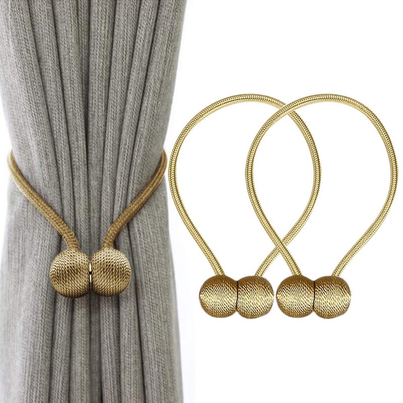 IHClink 2 Pieces Magnetic Curtain Tiebacks Curtain Clips Rope Holdbacks Curtain Weaving Holder Buckles For Home Office Decorative UK patent 6036254 Gold