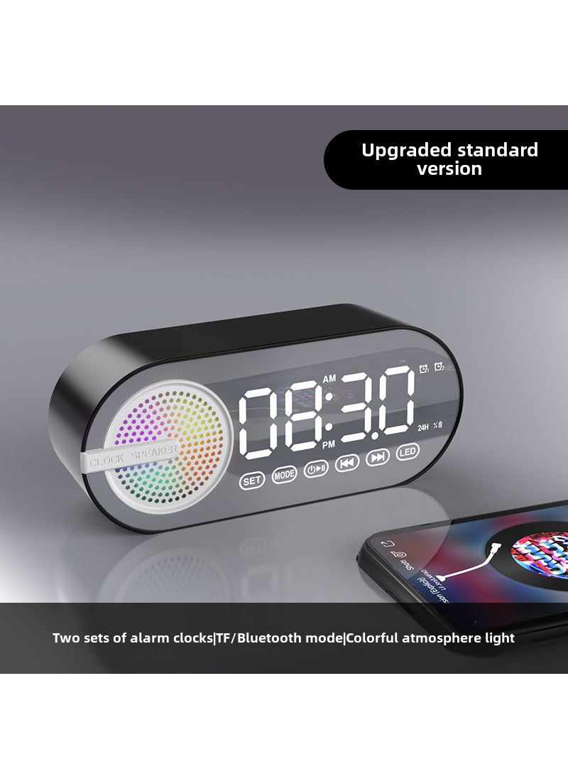 Generic - Bedroom Glowing Clock Soundbox Black [Standard version] clock + alarm clock + Bluetooth + pluggable card + colorful lights + power display - Image 1