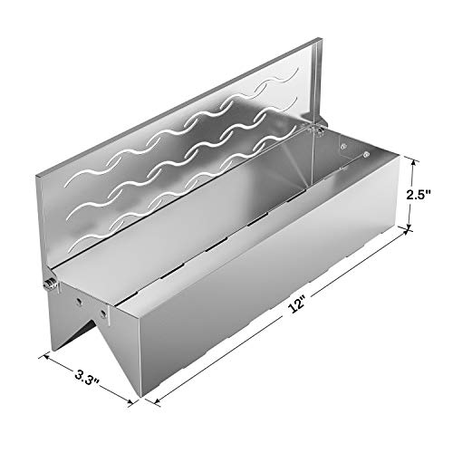 Skyflame Wood Chip Smoker Box, Stainless Steel Double V-shape BBQ Smoke Box with Hinged Lid for Charcoal & Propane Gas Grill, 12.5"(L) x 3.3"(W) x 2.5"(H), U.S. Design Patent - Image 2