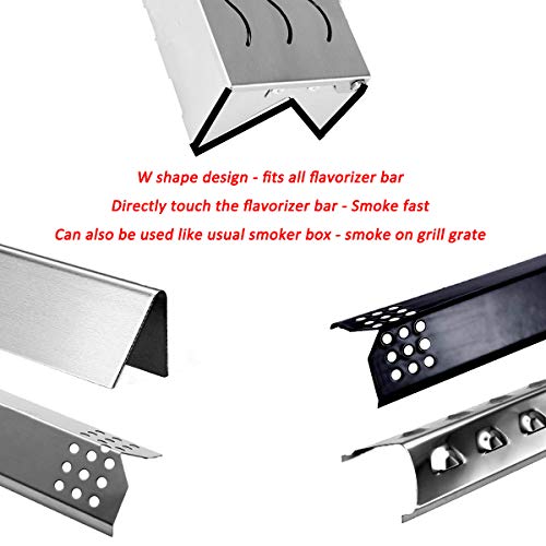 Skyflame Wood Chip Smoker Box, Stainless Steel Double V-shape BBQ Smoke Box with Hinged Lid for Charcoal & Propane Gas Grill, 12.5"(L) x 3.3"(W) x 2.5"(H), U.S. Design Patent - Image 5