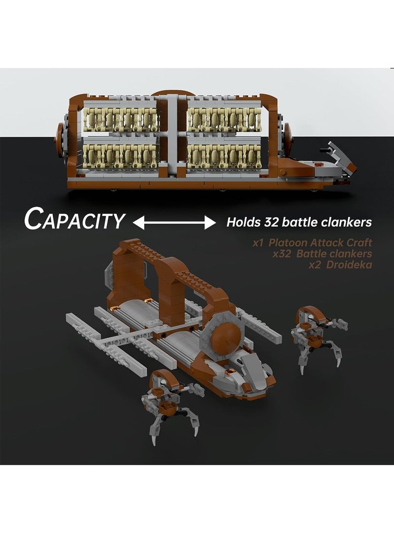 ELLEGLAM 32-Piece Combat Soldier Army Clanker Platoon Assault Craft Building Kit with 2 Robot Action Figure Brick Set, Toy Gift for Boys Ages 6-12 (537 Pieces) - Image 5
