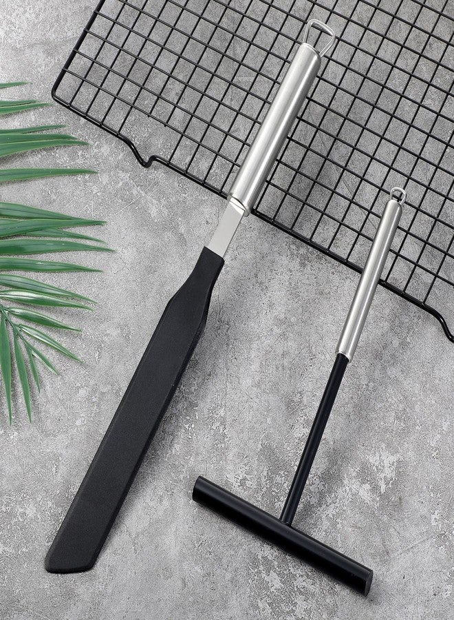 Qulkws 2 Pack Crepe Spreader and Spatula Kit Stainless Steel Crepe Spreader Tool 13.4 Inch Spatula Turner 8 Inch T-Shaped Batter Spreaders Pancake Tool Fit Crepes Pan Maker - Image 3