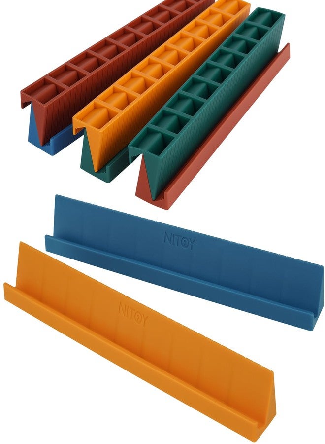 NiToy Silicone Domino Racks Set of 8, 10"x1.18"x1.18" Dominoes Holders/Trays 3 Tilt Options for Mexican Train Chickenfoot & Other Domino Games, Double 6 Accessories, 4 Colors (Dominoes NOT Included) - Image 1