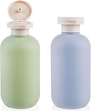 Squeeze Bottles 2 Pack 200 ML Refillable Plastic Travel Containers Empty Bottles With Disc Top Flip Cap Travel Accessories for Shampoo Creams Lotion Conditioner - Image 1