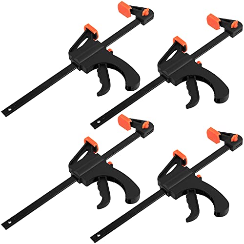 SEHOI 4 Pack 10 Inch Bar Clamp, Quick Grip Clamp with 16 Inch Spreader, Flexible One-Handed Ratchet Bar Clamp for Woodworking - Image 1
